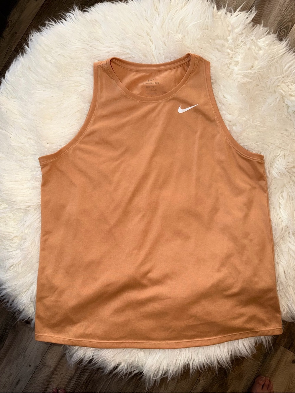 NIKE // Women's Orange Athletic Tank with White Swoosh - Picture 1 of 2